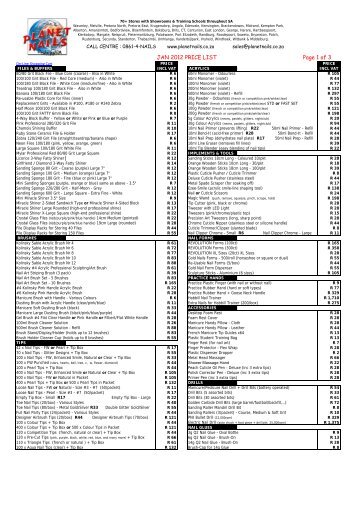 JAN 2012 PRICE LIST Page 1 of 3 - Planet Nails