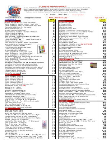 APRIL 2011 PRICE LIST Page 1 of 3 - Planet Nails