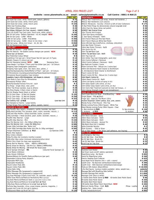 APRIL 2011 PRICE LIST Page 1 of 3 - Planet Nails
