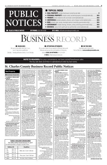 St. Charles County Business Record Public Notices - Missouri ...
