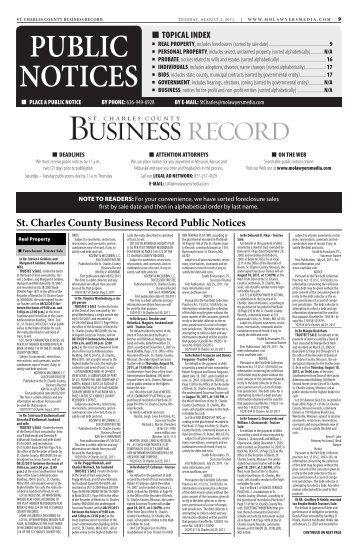 St. Charles County Business Record Public Notices - Missouri ...