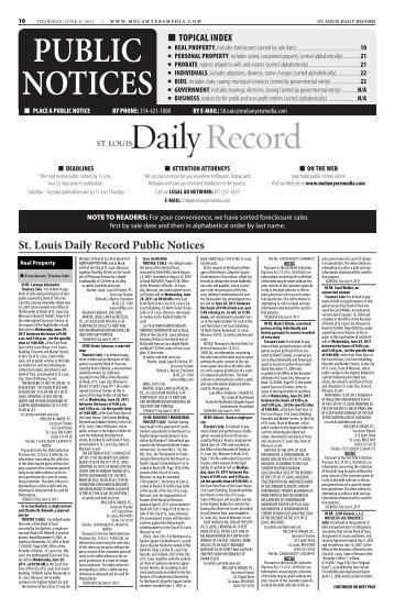 St. Louis Daily Record Public Notices - Missouri Lawyers Media