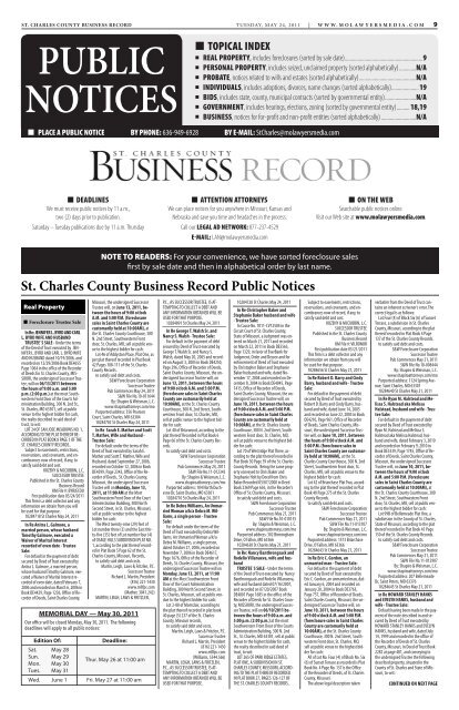 St. Charles County Business Record Public Notices - Missouri ...