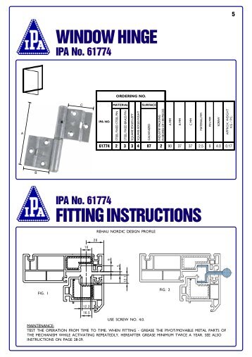 Hinges & Fittings for side hung Windows and Doors