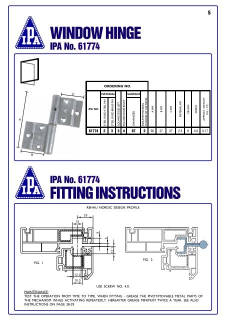 Hinges & Fittings for side hung Windows and Doors