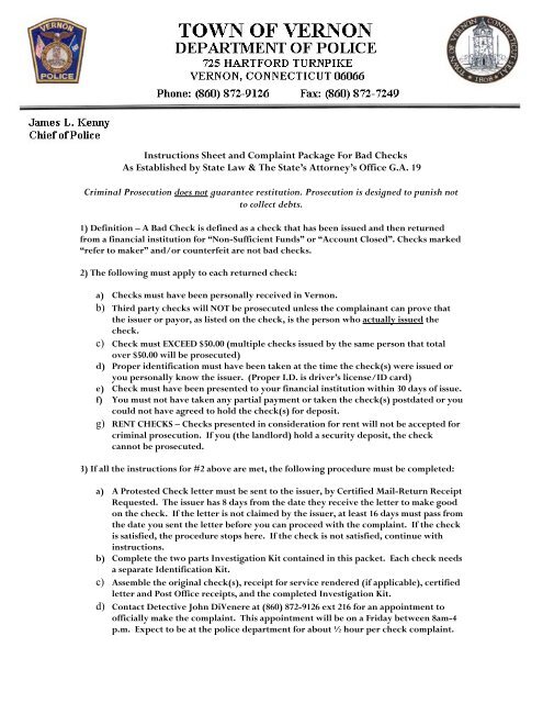 Instructions Sheet and Complaint Package For Bad Checks As 