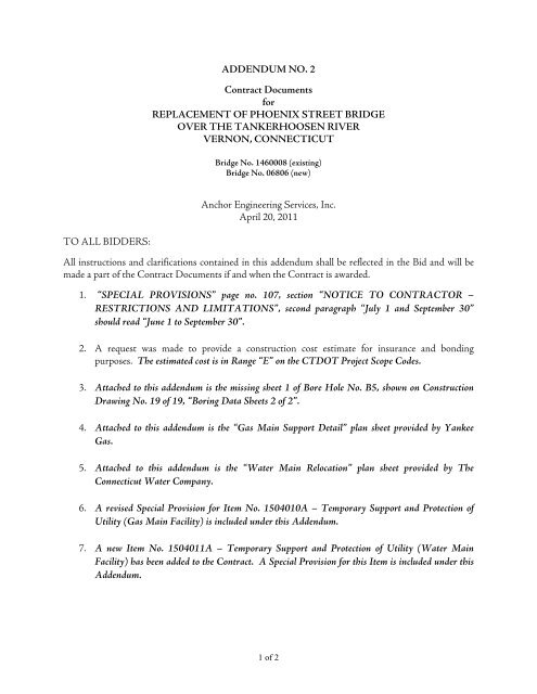 ADDENDUM NO. 2 Contract Documents for ... - Town of Vernon