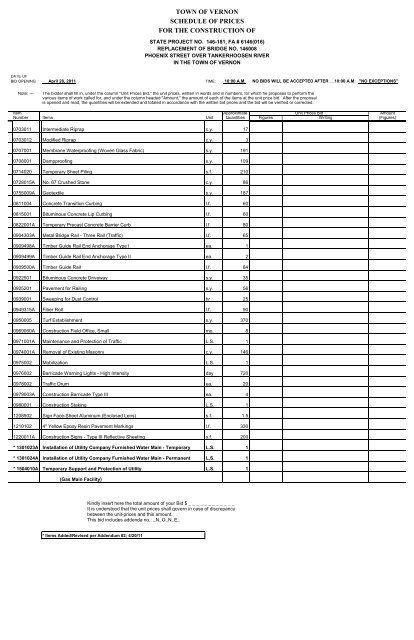 ADDENDUM NO. 2 Contract Documents for ... - Town of Vernon