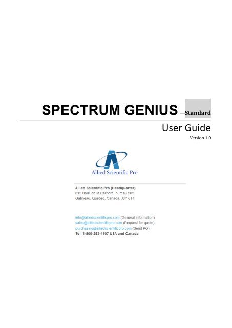 Spectrum Genius User manual - Allied Scientific Pro