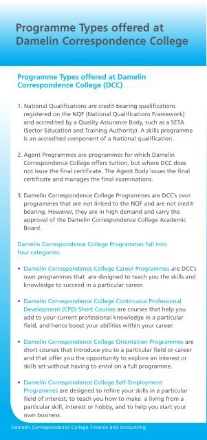 Finance and Accounting - Damelin Correspondence College