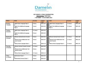 2010 august/september senior certificate examination timetable