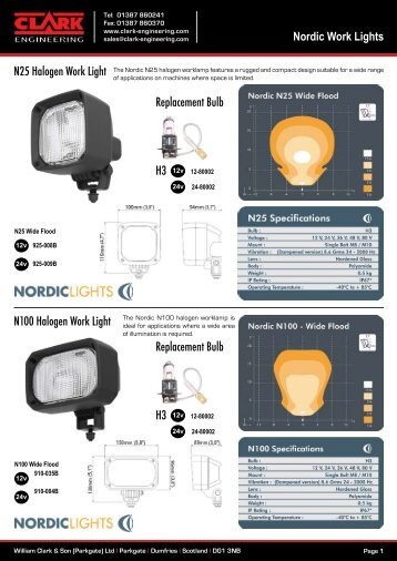 Nordic Work Lights N25 Halogen Work Light N100 Halogen Work ...