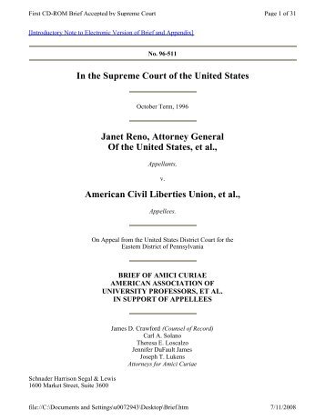 Filed the first CD-ROM brief in the U.S. Supreme Court - Schnader ...