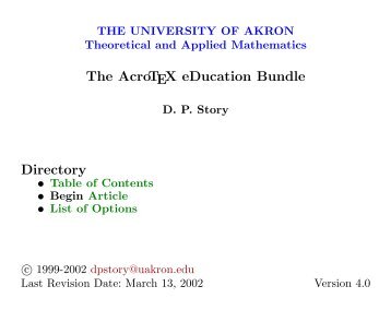 The AcroTeX eDucation Bundle for LaTeX, Manual of Usage