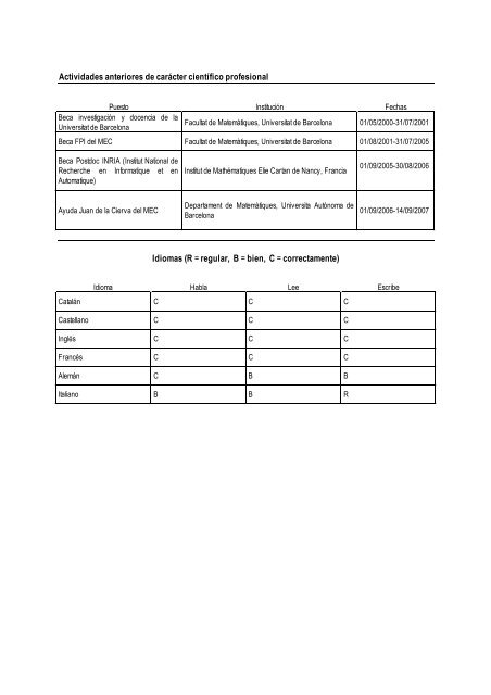 Solicitud de Ayuda para Proyectos de - Departament de matemÃ tiques