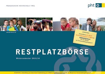 RESTPLATZBÃRSE - PÃ¤dagogische Hochschule Tirol