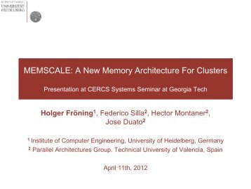 MEMSCALE: A New Memory Architecture For Clusters - Ziti