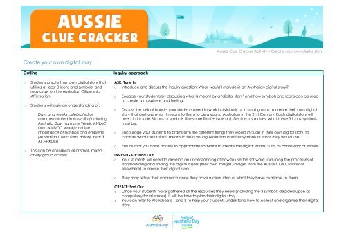 NADC Aussie Clue Cracker activity ideas - Australia Day