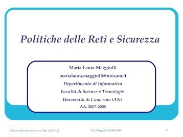 Politiche delle reti e sicurezza 2008-1 Prima lezione pdf