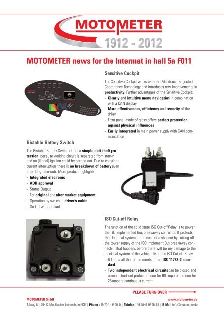 MOTOMETER news for the Intermat in hall 5a F011