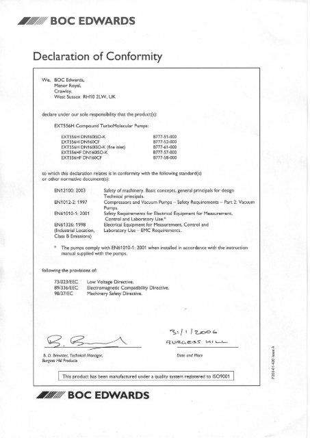 EXT556H turbo pump user manual