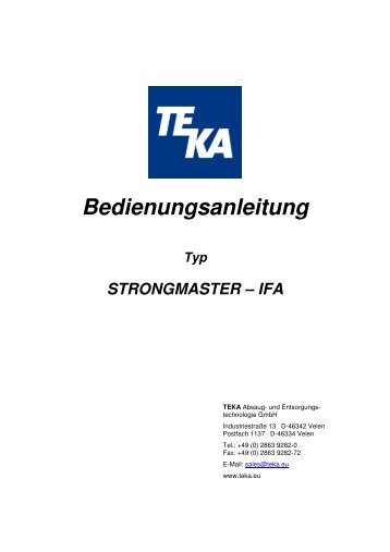 Bedienungsanleitung - TEKA GmbH