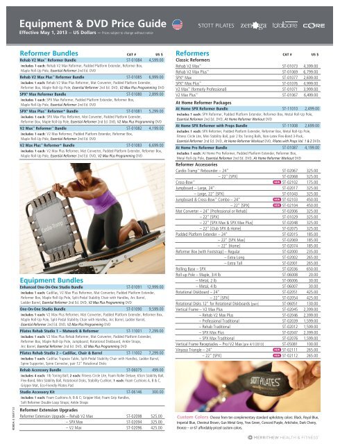 Equipment & DVD Price Guide - Merrithew.com