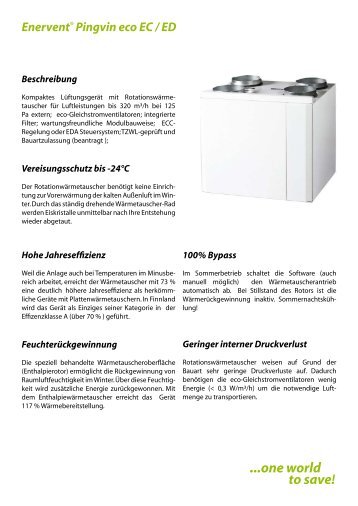 EnerventÂ® Pingvin eco EC / ED Beschreibung