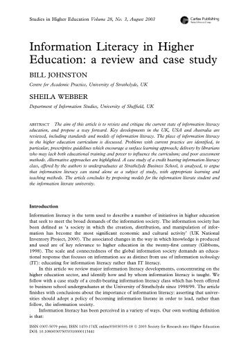 Information Literacy in Higher Education: a ... - The Study Stream