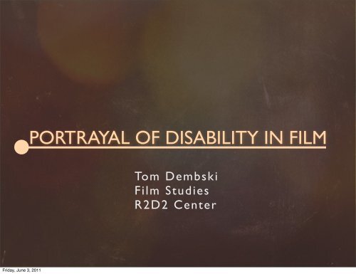 PORTRAYAL OF DISABILITY IN FILM - The Study Stream
