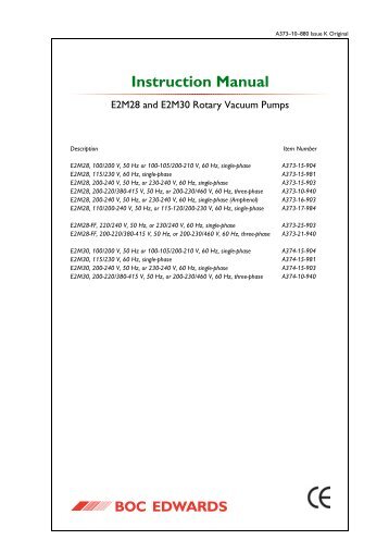 Instr Manual: E2M28 and E2M30 Rotary Vacuum Pumps - en