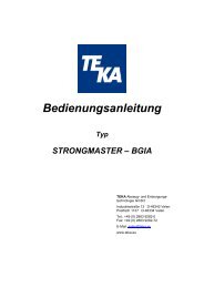 Bedienungsanleitung - TEKA GmbH