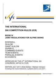 THE INTERNATIONAL SKI COMPETITION RULES (ICR) - Fis