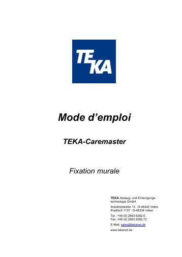 Mode d'emploi - TEKA GmbH