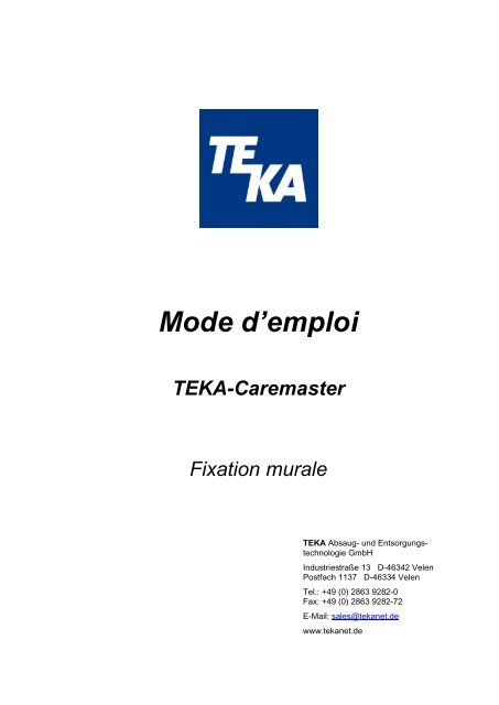 Mode d'emploi - TEKA GmbH