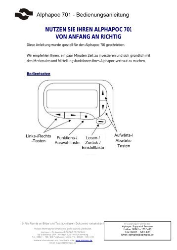 Alphapoc 701 - Bedienungsanleitung