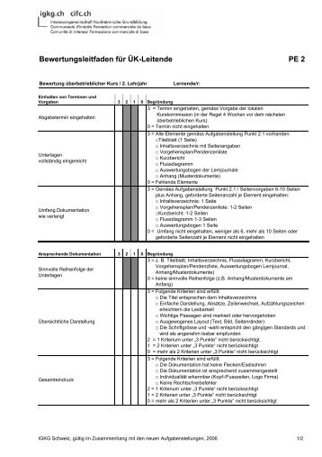 Bewertungsleitfaden fÃ¼r ÃK-Leitende PE 2