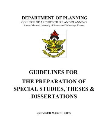 guidelines for the preparation of special studies, theses & dissertations