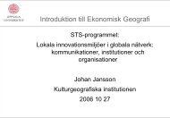 Introduktion till Ekonomisk Geografi - Kulturgeografiska institutionen ...