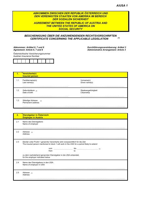 Dienstliche Entsendung - USA - Dienstgeber