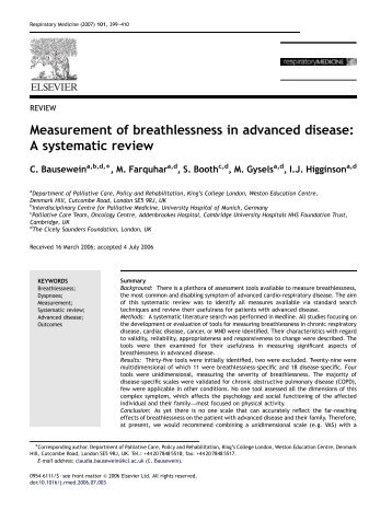 Measurement of breathlessness in advanced disease: A ... - ipac