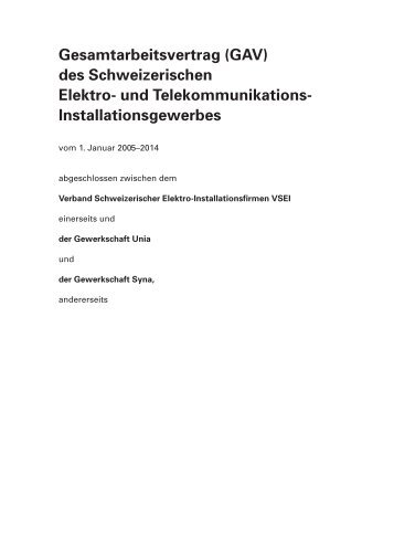 Gesamtarbeitsvertrag 2005-2014 des Schweizerischen ... - PK ZSE