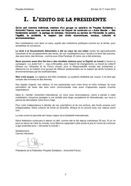 Rapport d'activitÃ© AG 2013 - Peuples solidaires