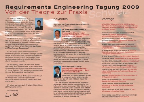 Requirements Engineering Tagung VON DER - REConfÂ® Schweiz