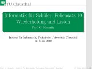 Informatik fÃ¼r SchÃ¼ler, Foliensatz 10 Wiederholung und Listen