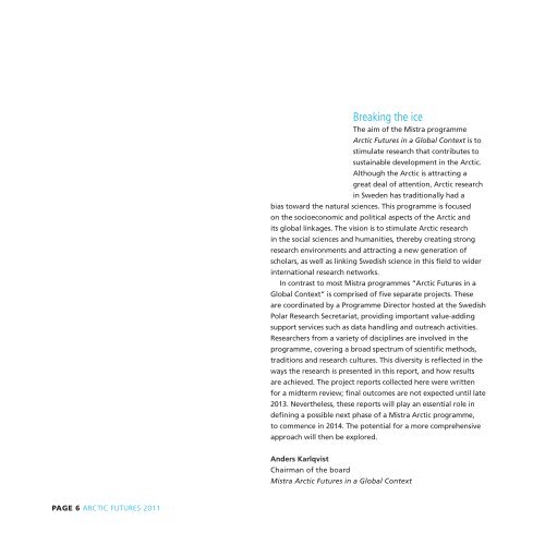 Mistra Arctic Futures Annual Report 2011 (pdf)