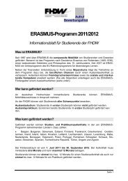 ERASMUS an der FHDW_Hannover Aufruf