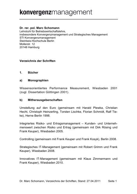 Schriftenverzeichnis - Konvergenz-management.com