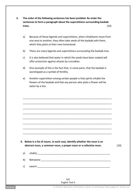 Form 3 English Test Test 4: Inferring meaning from written ... - Pearson