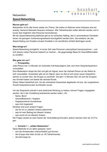 Netzwerken Speed-Networking - bosshart consulting